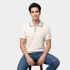 Men's Off White Cotton Polo Neck Polo T-Shirt, ऑफ व्हाइट, small