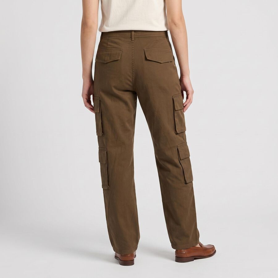 Women's Olive Green Straight Fit Cargo Trousers, Olive, large