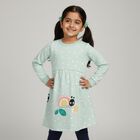 Girls' Mint Green Polka Dot Long Sleeve Frock, हल्का हरा, small image number null