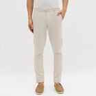 Men's 100% Cotton Slim Fit Casual Trousers, Silver, small image number null
