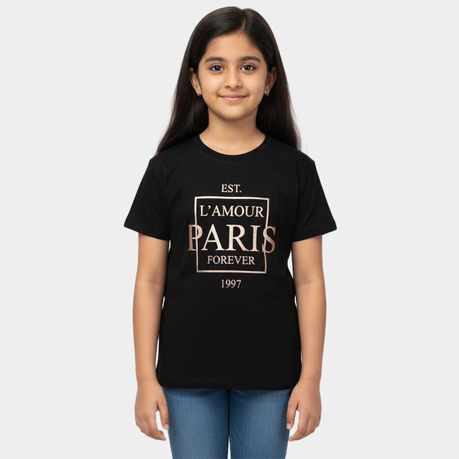 Girls' T-Shirt, काला, large