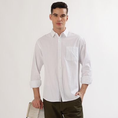 Men's Rich Eggshell White Cotton Classic Casual Shirt