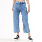 Women's Light Blue Wide Leg High Waist Jeans, Mid Blue, small