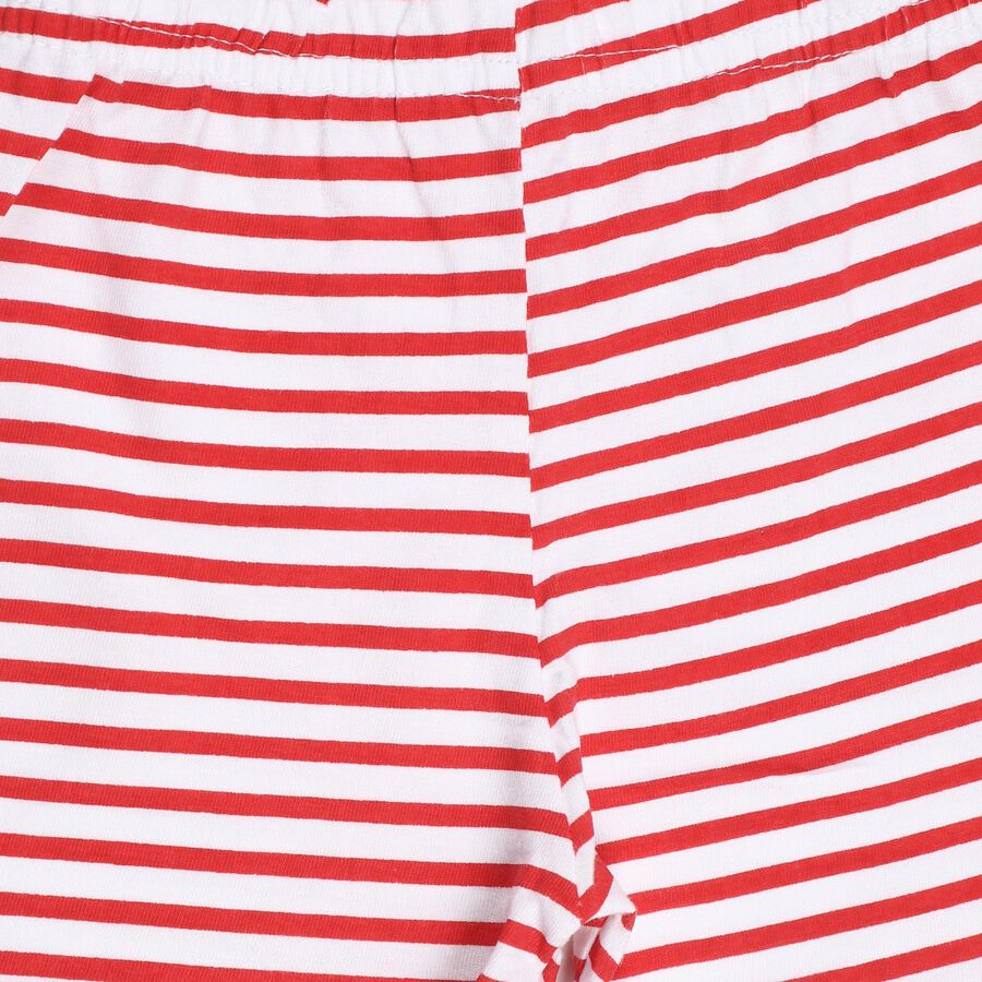 Infants' Red Cotton Crew Neck Printed Baba Suit, Red, large