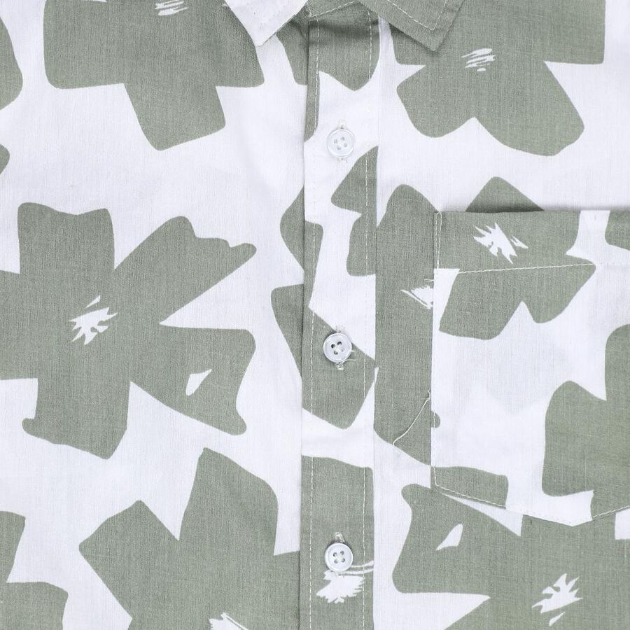 Boys Olive Cotton Classic Collar Casual Shirt, Olive, large