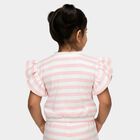 Girls Pink Round Neck Casual T-Shirt, Light Pink, small