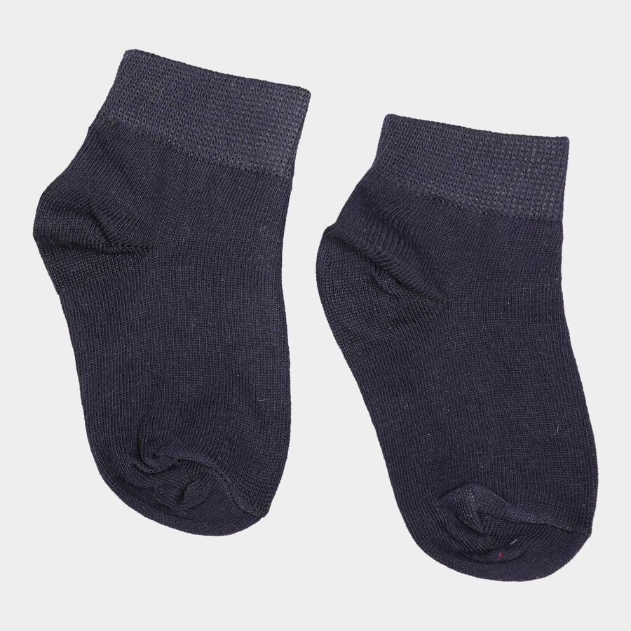 Girls Solid Ankle Length Socks, Navy Blue, large image number null
