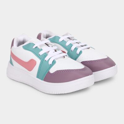 Girls Bright Pink and Purple Lace-Up Casual Shoes