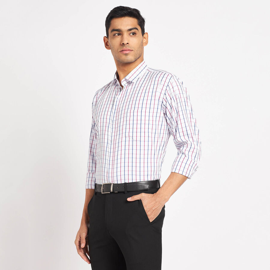 Checks Formal Shirt, White, large image number null
