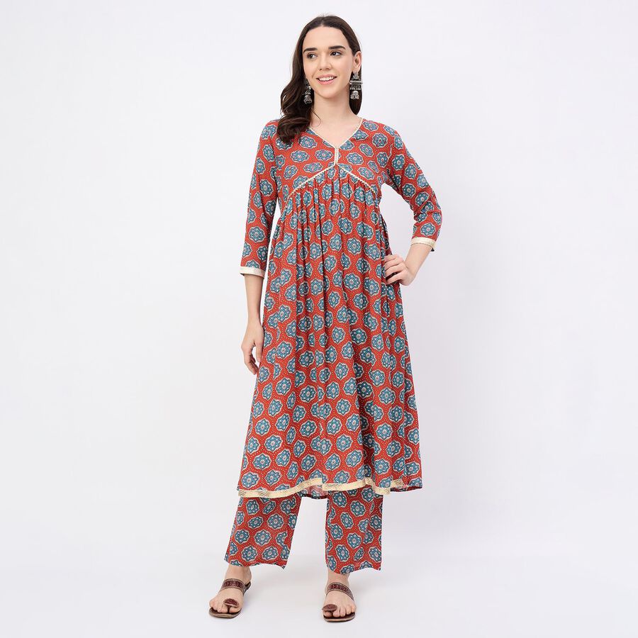 Women's Maroon Solid Ethnic Set, Maroon, large