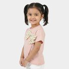Girls Pink Cotton Round Neck Regular T-Shirt, Light Pink, small