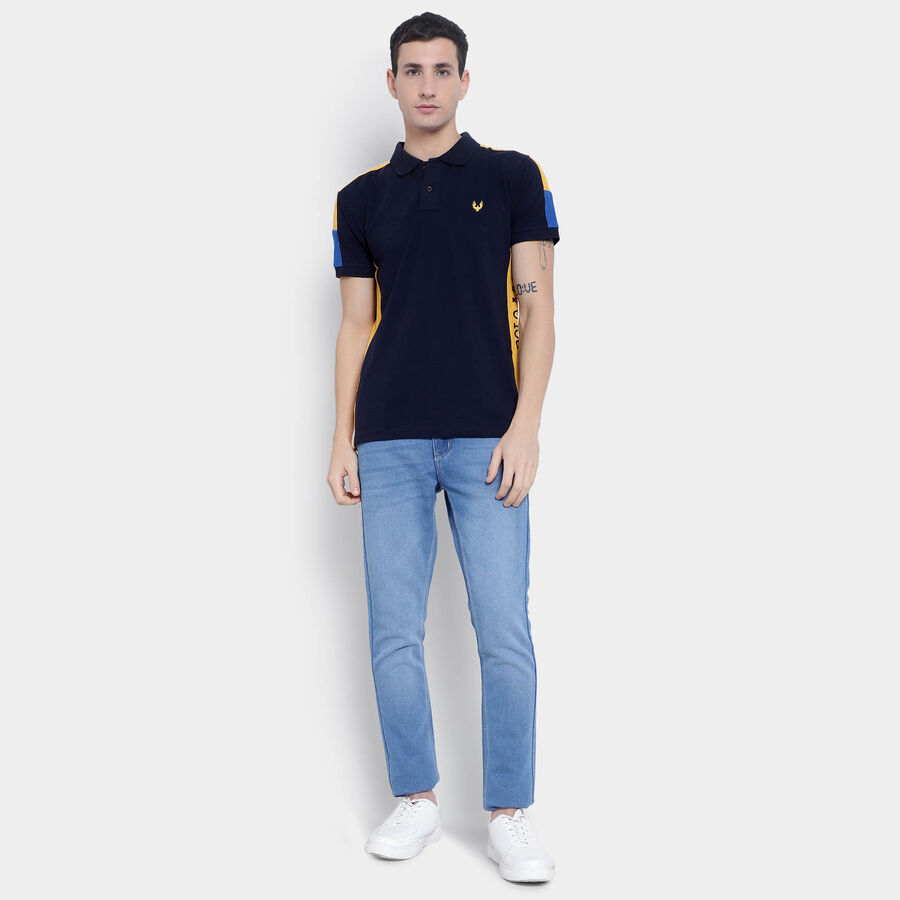 Cut & Sew Polo Shirt, नेवी ब्लू, large image number null