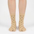 Women's Beige Regular Fit Polka Dot Toe Socks, गहरा पीला, small