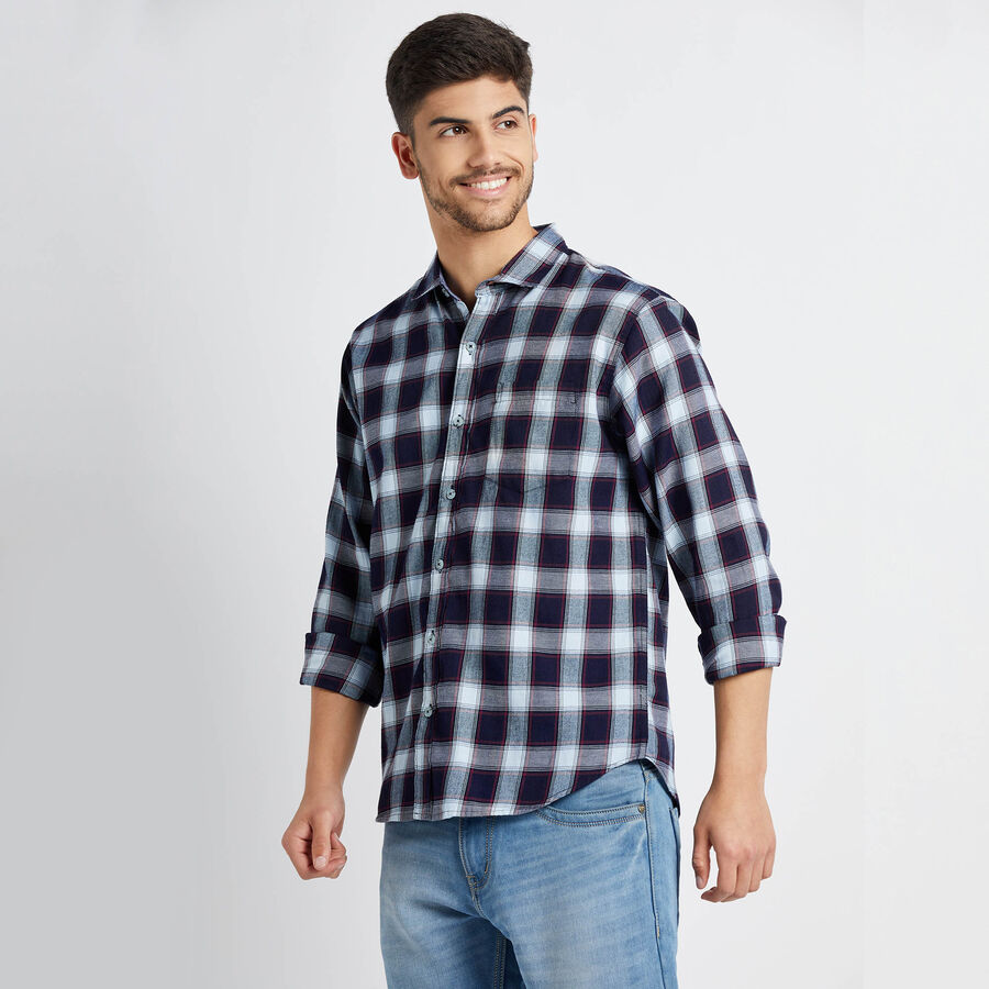 Checks Casual Shirt, Dark Blue, large image number null