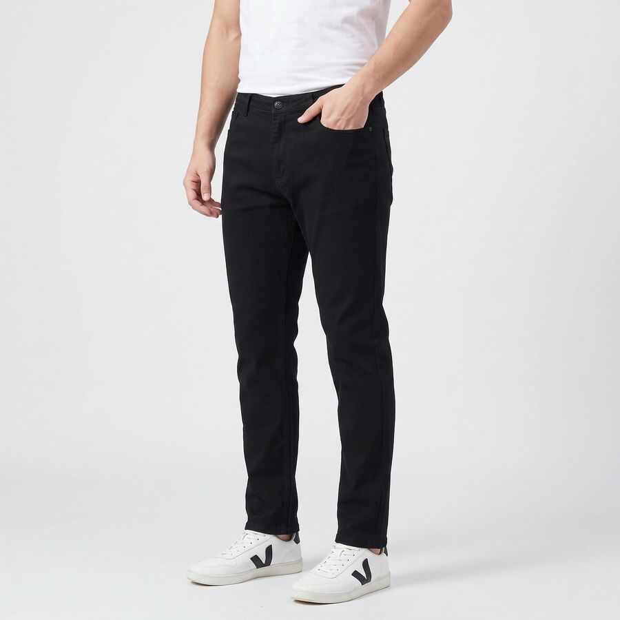 Men's Dark Grey Slim Fit Solid Jeans, Dark Grey, large