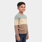 Boys Beige Crew Neck Colorblocked T-Shirt, गहरा पीला, small