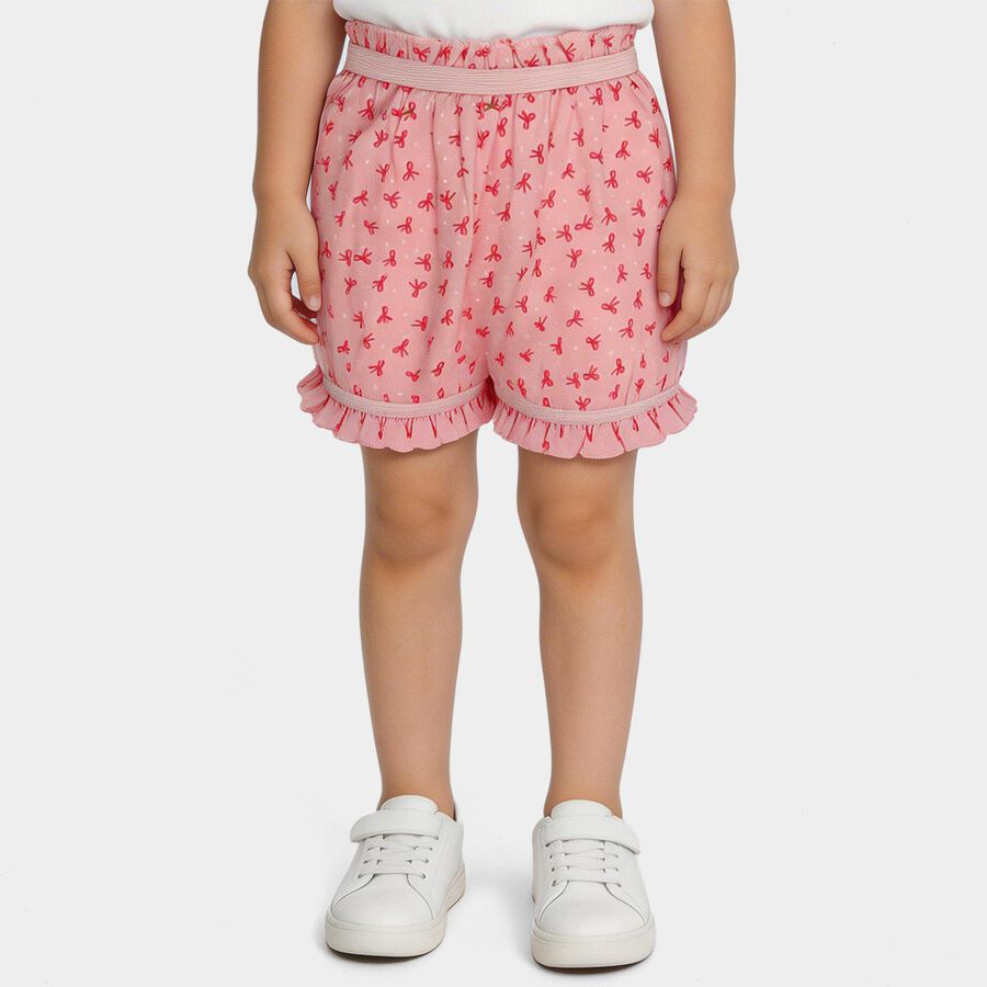 Girls Pink Regular Fit Printed Bloomer Shorts, Light Pink, large