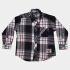 Boys Red Cotton Long Sleeve Collar Neck Shirt, Red, small