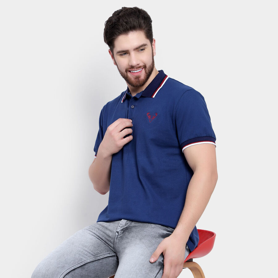 Solid Polo Shirt, Navy Blue, large image number null