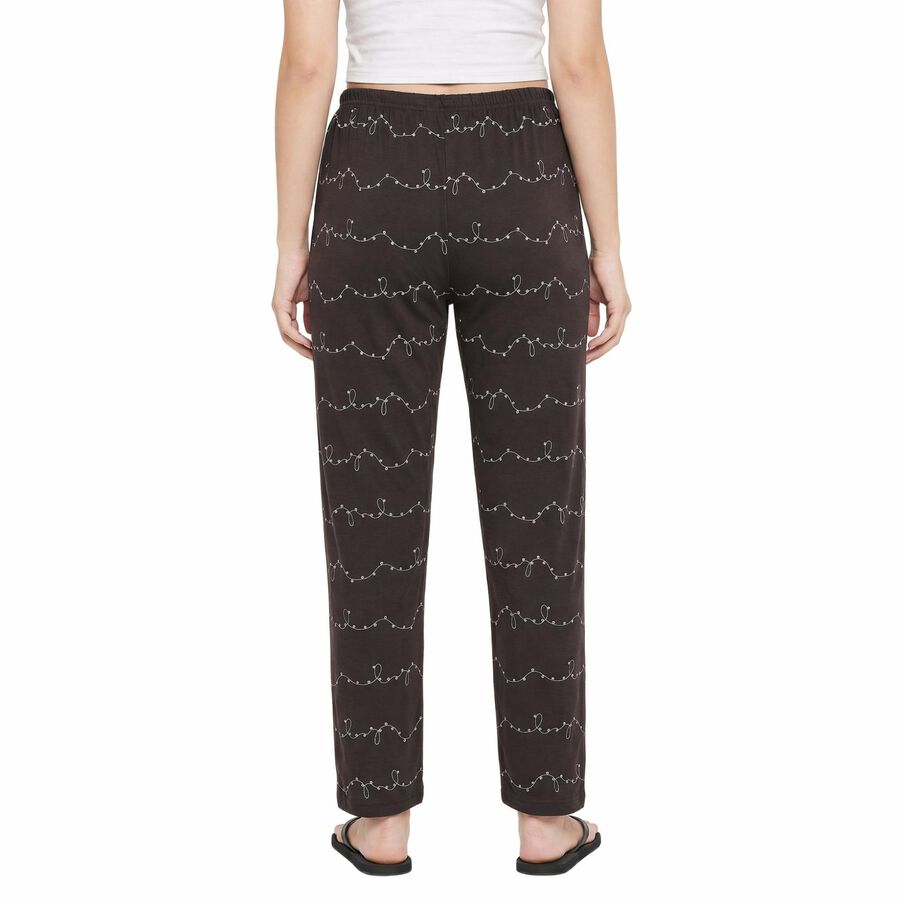 Women's Dark Grey Straight Fit Printed Pyjama, Dark Grey, large