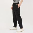 Men's Jet Black Regular Fit Zip Pocket Track Pants, Black, small