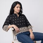 Women's Dark Grey Printed Collar Shirt, Dark Grey, small