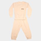 Girls Peach Round Neck Lounge Hipster Set, Peach, small