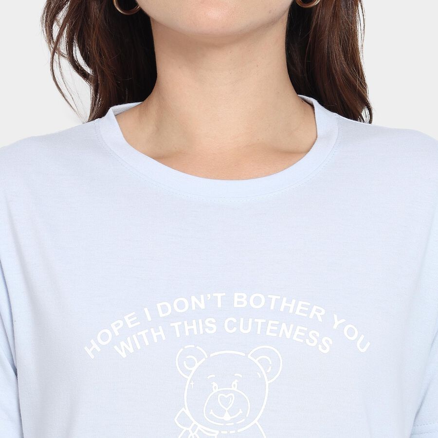 Ladies' Round Neck T-Shirt, हल्का नीला, large image number null