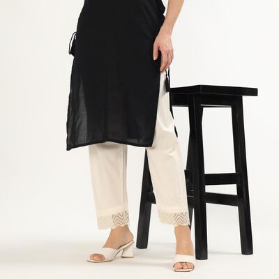 Women's White Cotton Wide-Leg Palazzos