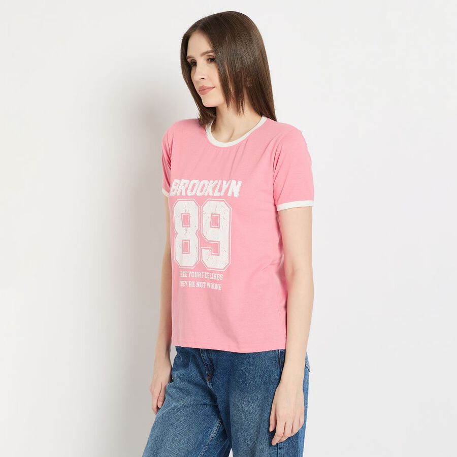 Ladies' Round Neck T-Shirt, हल्का गुलाबी, large image number null
