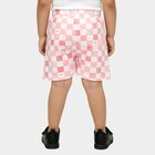 Girls' Pink Regular Fit Checkered Floral Shorts, हल्का गुलाबी, small