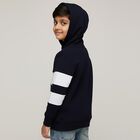 Boys Deep Midnight Navy Blue Hoodie Neck Casual Sweatshirt, Navy Blue, small image number null