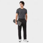 Men's Black Straight Fit Side-Striped Track Pants, Black, small
