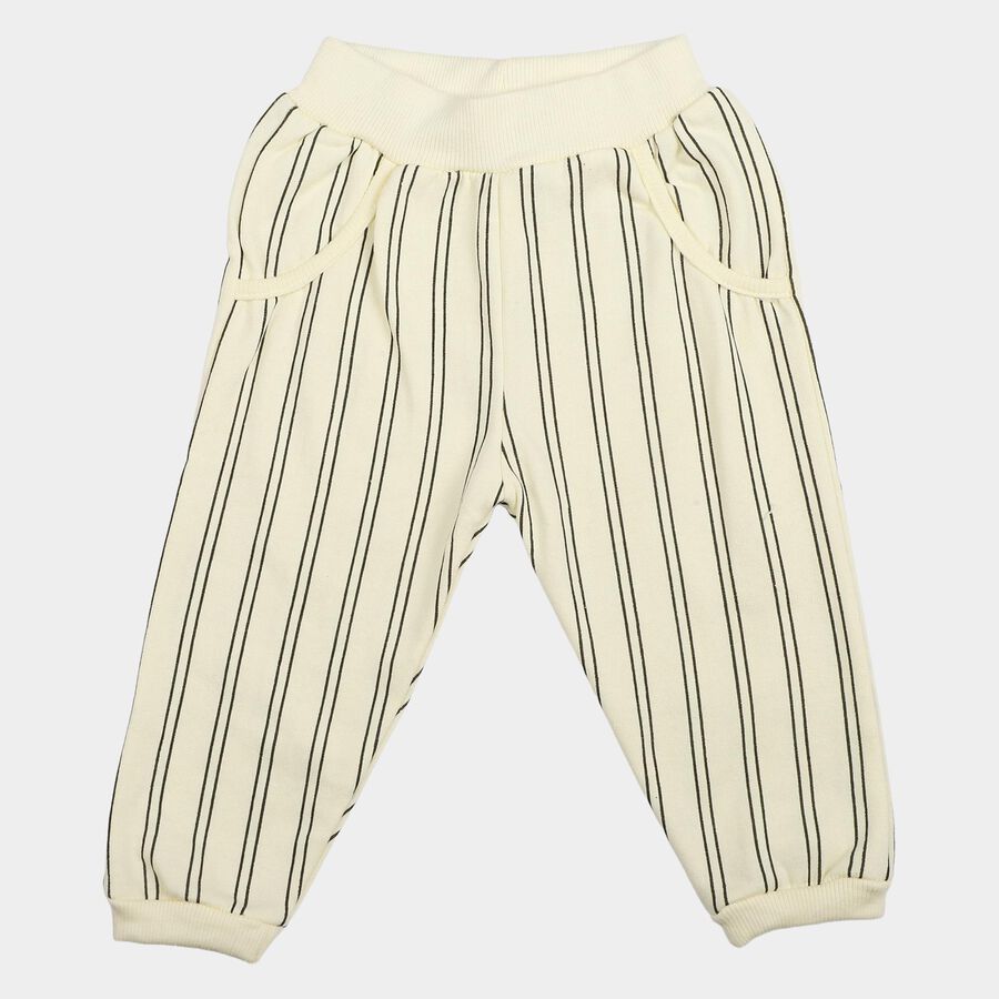 Infants' Cream Jogger Fit Striped Pyjama, ऑफ व्हाइट, large