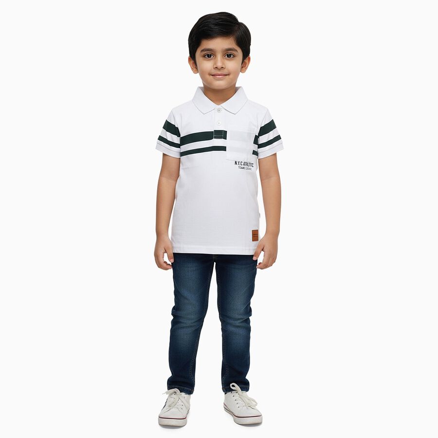 Boys' Half Sleeves T-Shirt, White, large image number null