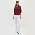 Women's Deep Maroon Crew Neck Casual Knitted Top, वाइन, small