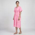 Women's Pink V-Neck Tie-Dye Kaftan Nighty, Light Pink, small