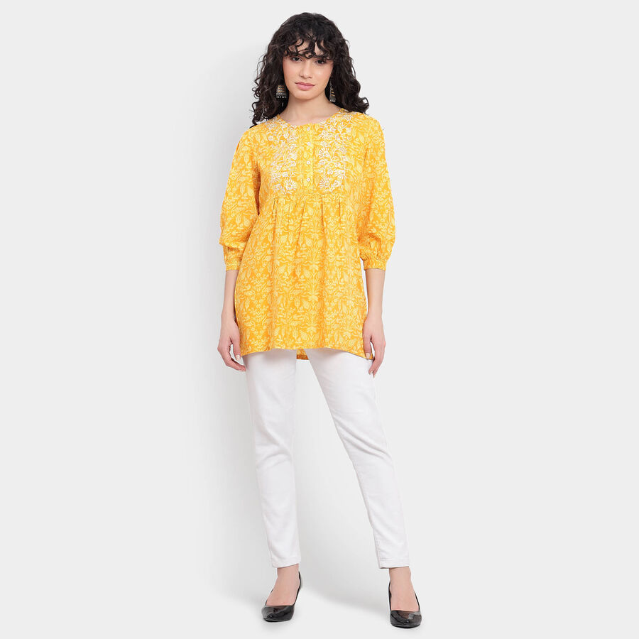 Embroidered Kurti, Yellow, large image number null