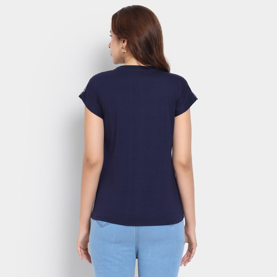 Ladies' Round Neck T-Shirt, Navy Blue, large image number null