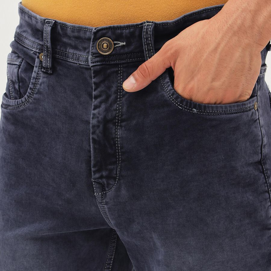 Men's Deep Charcoal Blue Regular Fit Faded Jeans, गहरा ग्रे, large image number null