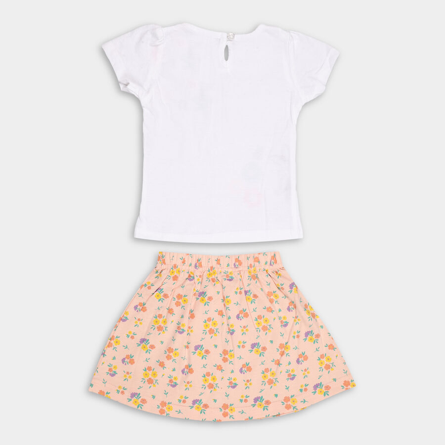 Infant Girl's Cotton Top Skirt, Peach, large image number null