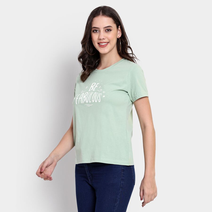Ladies' Round Neck T-Shirt , हल्का हरा, large image number null