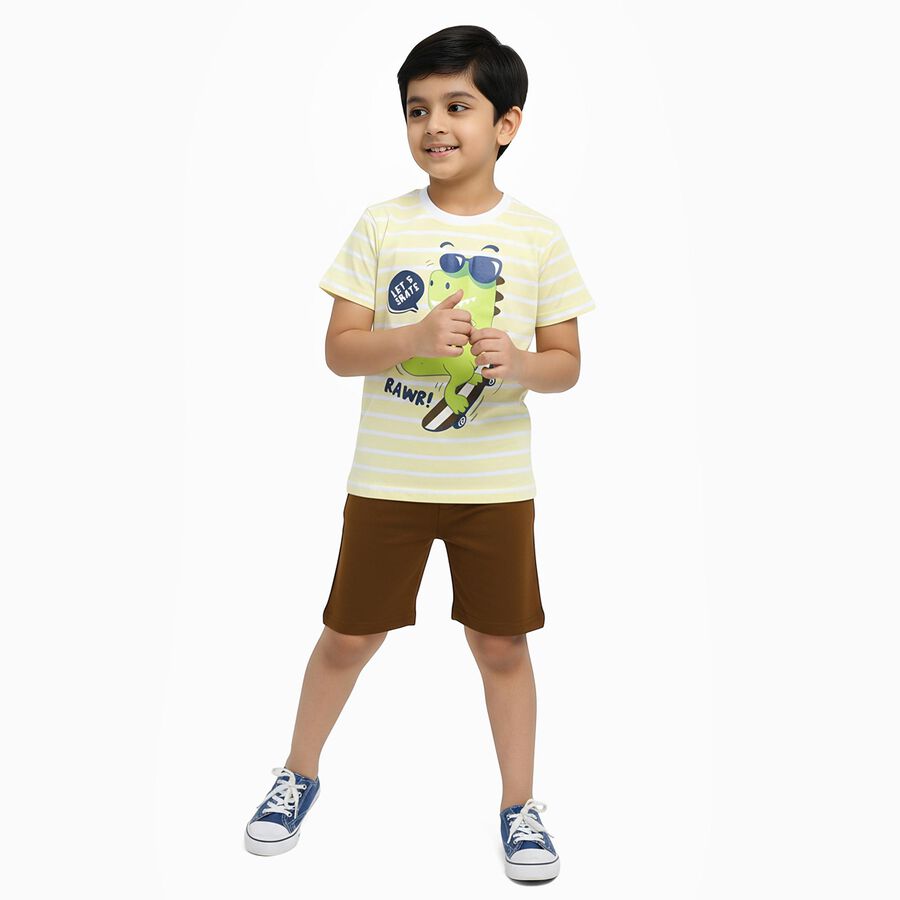 Boys' 100% Cotton Knit Baba Suit, Yellow, large image number null