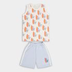 Boys' Off White Cotton Round Neck Printed Baba Suit, Off White, small image number null