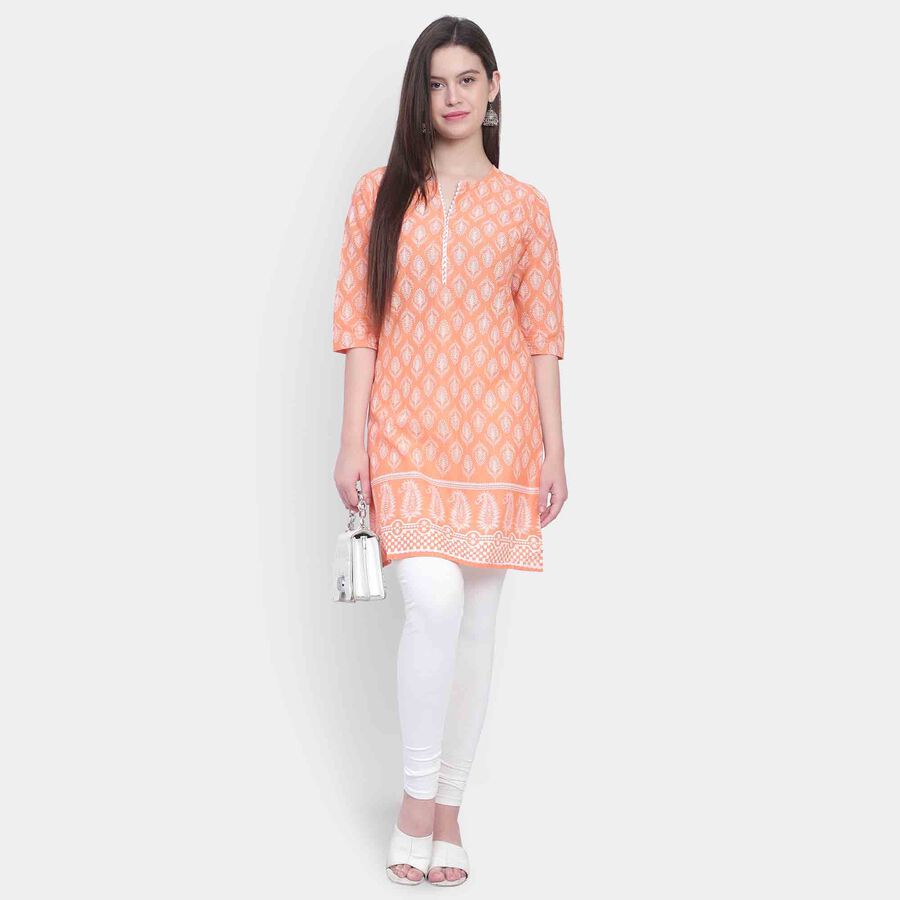 Printed 3/4th Sleeve Kurta, Peach, large image number null