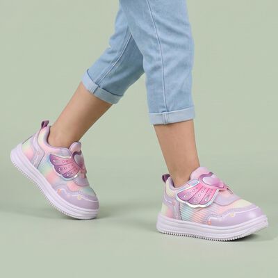 Girls' Lavender Velcro Sneakers