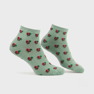 Women's Mint Green Regular Fit Printed Pack of 1 Socks