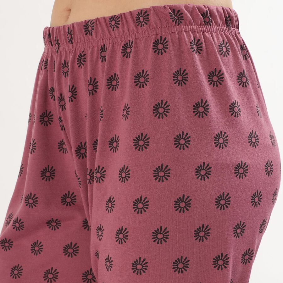 Women's Dusty Rose Floral Printed Relaxed Fit Pyjama, गुलाबी, large image number null