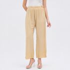 Women's Beige Regular Fit Embroidered Palazzos, Beige, small