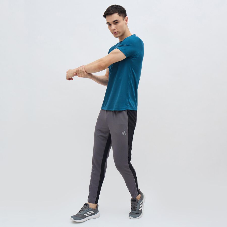 Men's Deep Midnight Blue Crew Neck Athleisure Drifit T-Shirt, Teal Blue, large image number null